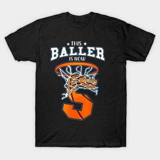 This Baller Is Now 5 Basketball Kids Boys 5Th Bday Party T-Shirt